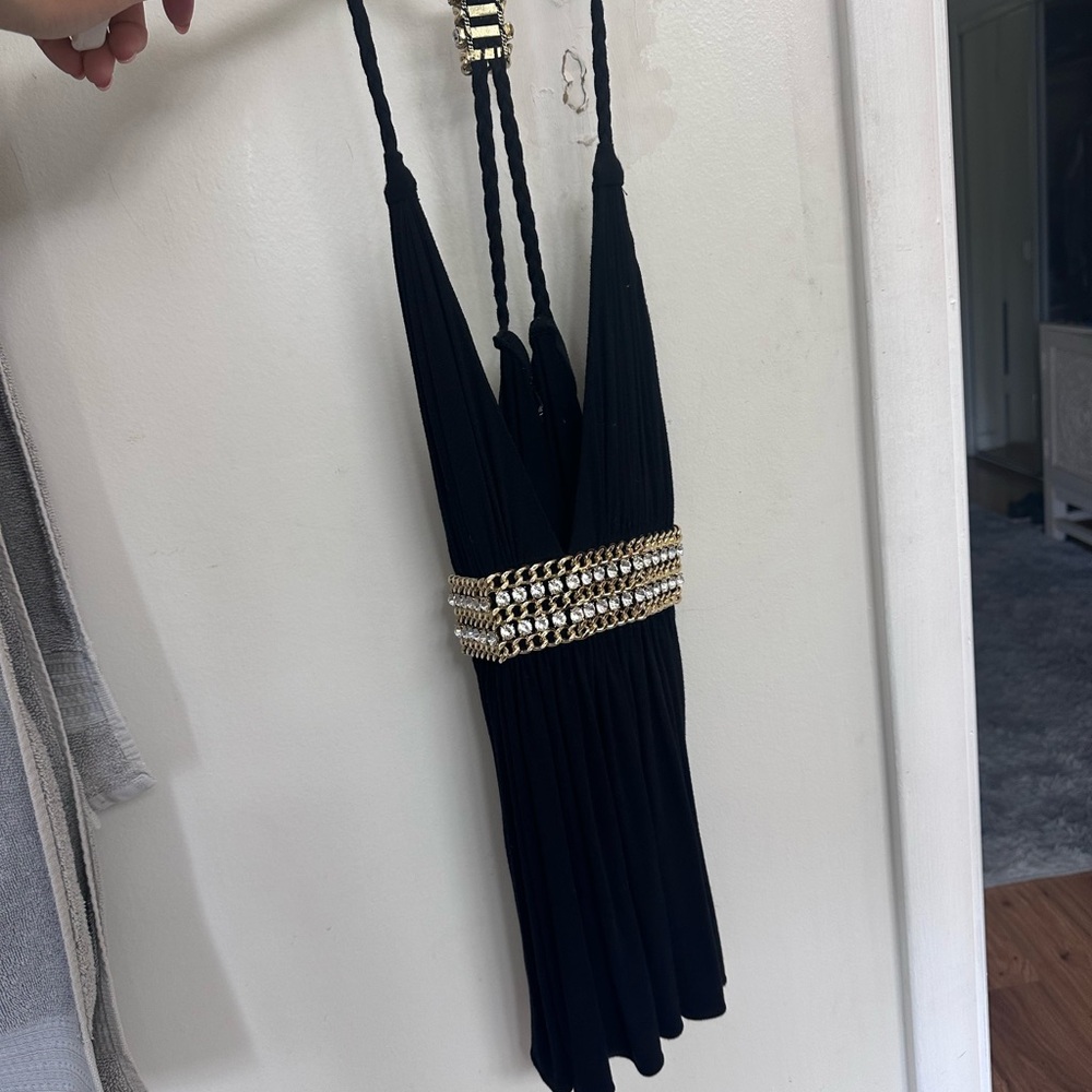 Sky Black and Gold Embellished Blouse